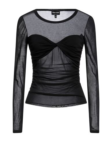 Giorgio Armani Woman Top Black Size 8 Viscose, Cotton, Polyamide