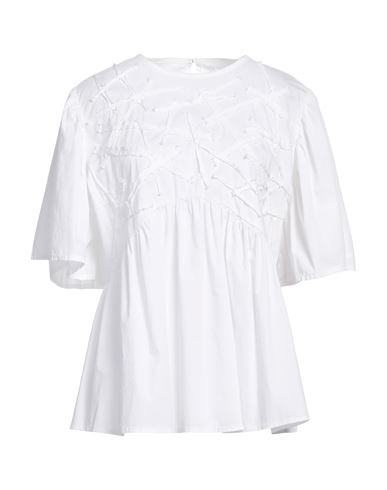 Tadashi Woman Top White Size L Cotton, Polyamide, Elastane In Brown