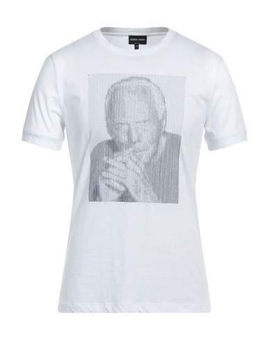 Giorgio Armani Man T-shirt White Size 46 Cotton, Polyester
