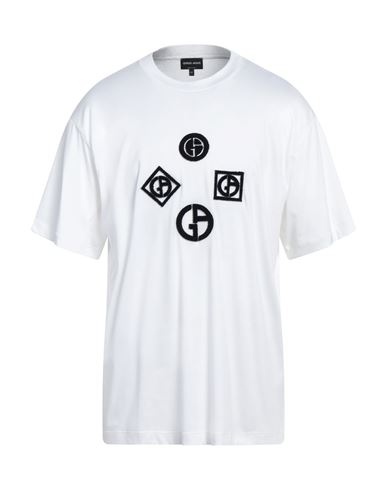Giorgio Armani Man T-shirt White Size 46 Cotton, Polyester