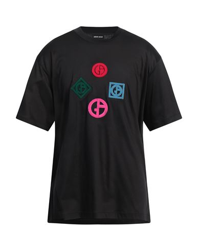Giorgio Armani Man T-shirt Black Size 44 Cotton, Polyester