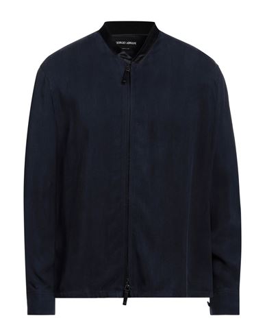 Giorgio Armani Man Shirt Navy Blue Size 44 Cupro, Silk