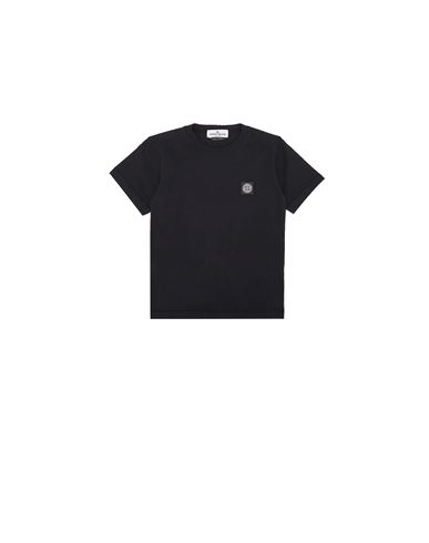 STONE ISLAND LOGO COTTON T-SHIRT WITH SHORT SLEEVE Kid Black