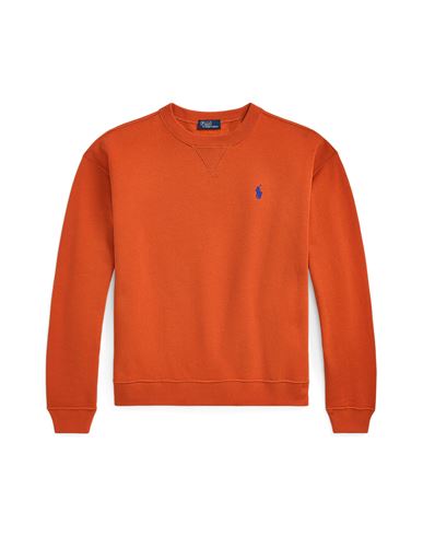 Polo Ralph Lauren Fleece Crewneck Sweatshirt Woman Sweatshirt Orange Size L Cotton, Polyester