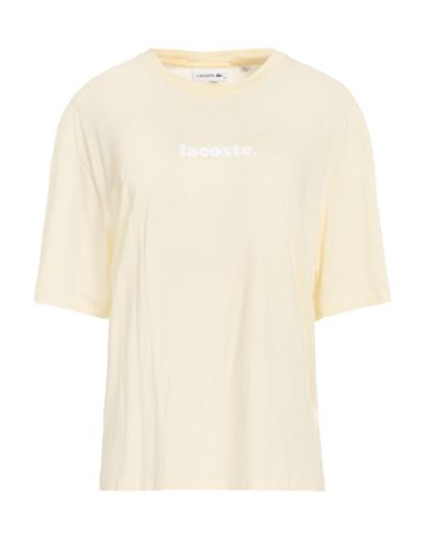 Lacoste Woman T-shirt Light Yellow Size 4 Cotton