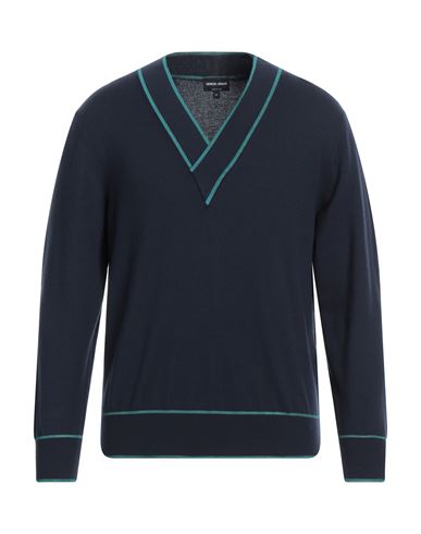 Giorgio Armani Man Sweater Midnight Blue Size 46 Virgin Wool, Viscose, Polyamide, Elastane