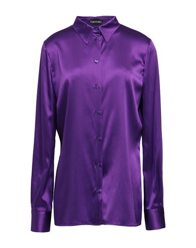 Tom Ford Woman Shirt Dark Purple Size 2 Silk, Elastane