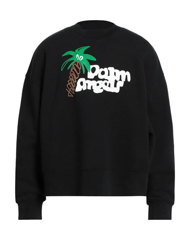 Shop Palm Angels Man Sweatshirt Black Size L Cotton, Elastane