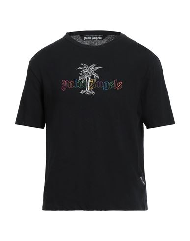 Shop Palm Angels Man T-shirt Black Size L Cotton, Linen, Polyester