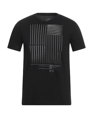 Armani Exchange Man T-shirt Black Size M Cotton In Black