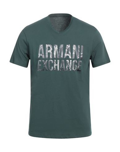 Armani Exchange Man T-shirt Dark Green Size L Cotton In Green