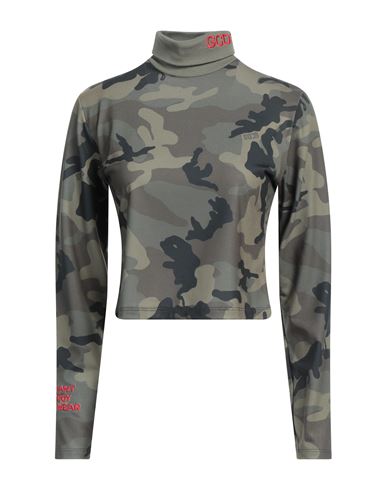Gcds Woman T-shirt Military Green Size L Polyester, Elastane
