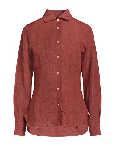 Barba Napoli Woman Shirt Rust Size 10 Linen In Red
