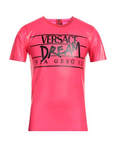 Versace Man T-shirt Fuchsia Size M Latex In Pink