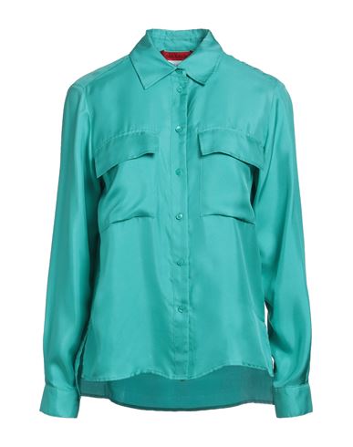 Max & Co . Woman Shirt Turquoise Size 10 Silk In Blue