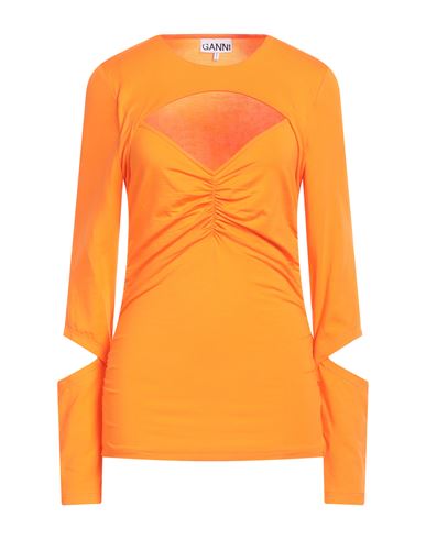 Ganni Woman T-shirt Orange Size 8/10 Lyocell, Elastane