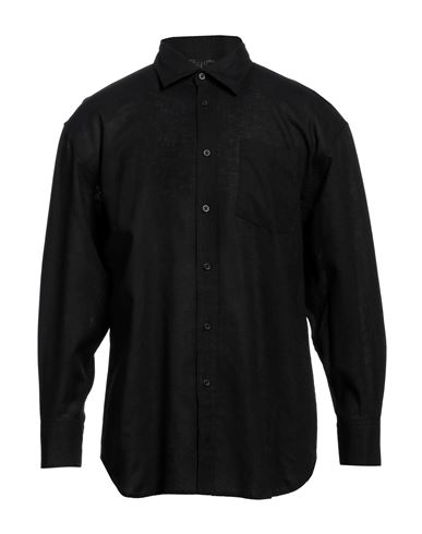 Shop Daniele Alessandrini Man Shirt Black Size Xl Linen, Cotton