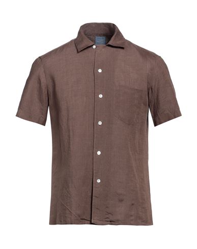 Shop Barba Napoli Man Shirt Cocoa Size 15 ¾ Linen In Brown