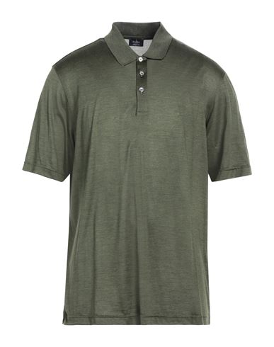 Barba Napoli Man Polo Shirt Military Green Size 46 Silk