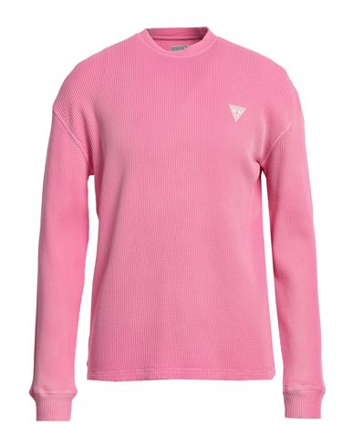 Guess Man Sweatshirt Fuchsia Size M Cotton In Pink
