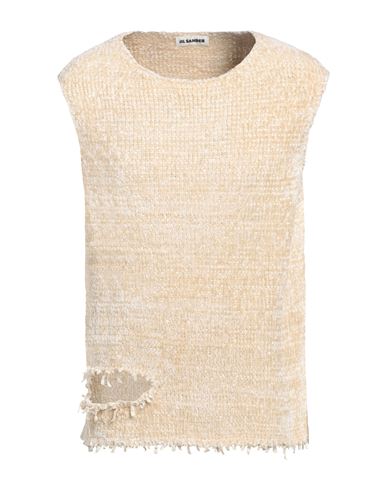 Jil Sander Man Sweater Cream Size 40 Silk, Cotton In White