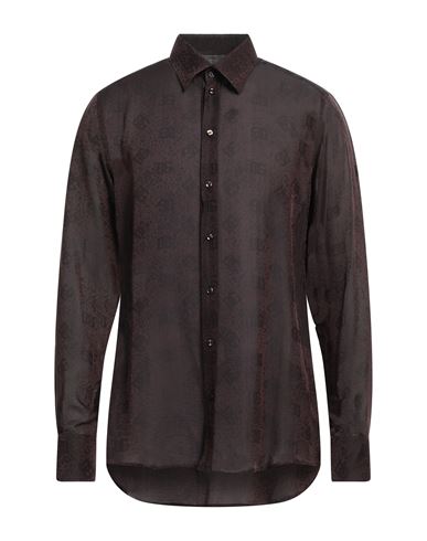 Dolce & Gabbana Man Shirt Dark Brown Size 16 ½ Silk