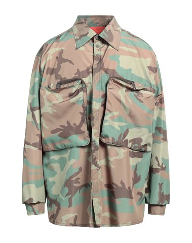 Shop Dolce & Gabbana Man Shirt Military Green Size 32 Polyester, Polyamide