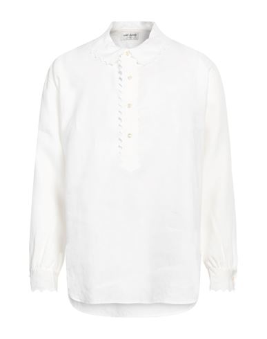 Shop Saint Laurent Man Shirt White Size 16 Linen, Polyester