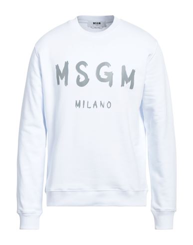 Msgm Man Sweatshirt White Size Xl Cotton