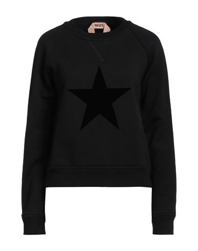 Shop N°21 Woman Sweatshirt Black Size 10 Cotton, Viscose, Elastane