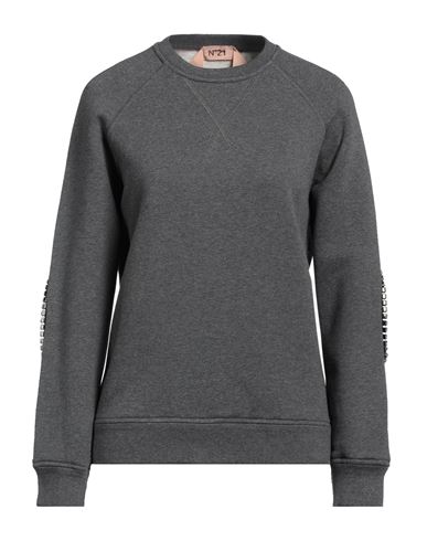 Shop N°21 Woman Sweatshirt Grey Size L Cotton, Polyurethane, Polyester, Glass, Brass