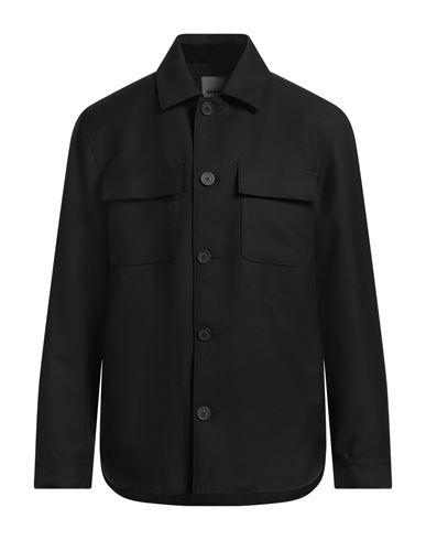 Sandro Man Shirt Black Size Xl Polyester, Virgin Wool In Black