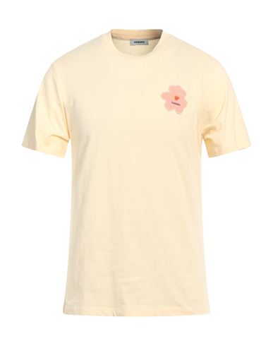 Shop Sandro Man T-shirt Light Yellow Size M Cotton, Elastane, Acrylic, Wool