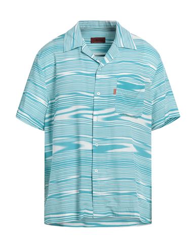 Shop Missoni Man Shirt Azure Size M Viscose In Blue
