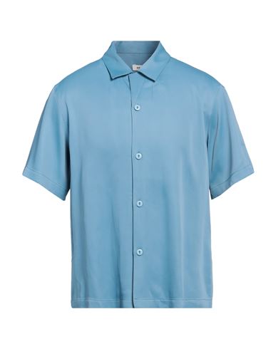Sandro Man Shirt Pastel Blue Size L Acetate, Viscose