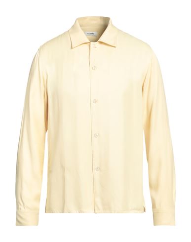 Shop Sandro Man Shirt Light Yellow Size Xl Viscose