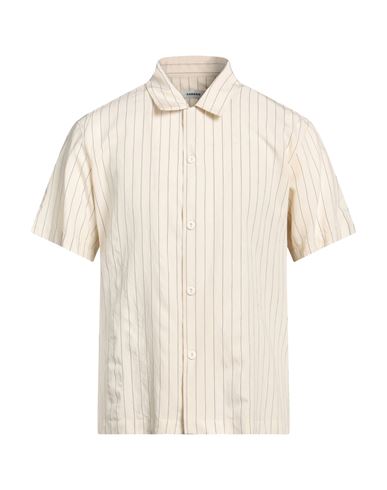 Shop Sandro Man Shirt Cream Size L Viscose, Polyamide In White