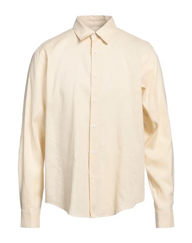 Shop Sandro Man Shirt Sand Size Xl Cotton, Linen, Lyocell In Beige