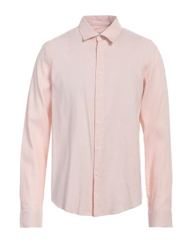 Shop Sandro Man Shirt Blush Size Xl Cotton, Linen, Lyocell In Pink