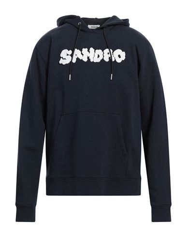 Shop Sandro Man Sweatshirt Midnight Blue Size Xl Cotton, Elastane, Acrylic, Wool