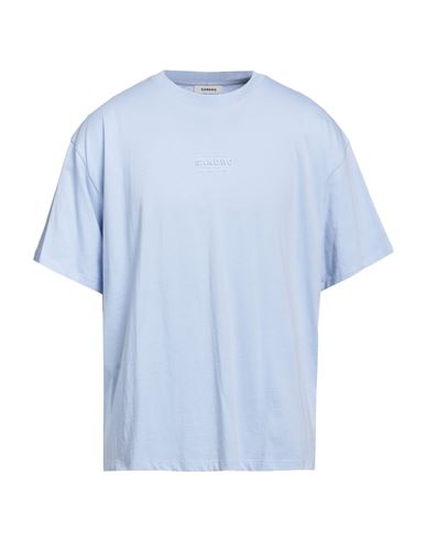 Shop Sandro Man T-shirt Light Blue Size L Cotton, Elastane