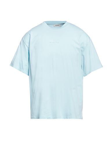 Shop Sandro Man T-shirt Sky Blue Size M Cotton, Elastane