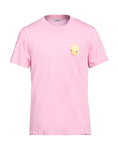 Shop Sandro Man T-shirt Pink Size Xl Cotton, Elastane