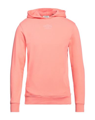 Sandro Man Sweatshirt Coral Size M Cotton, Elastane In Red