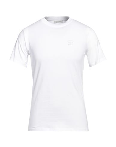 Shop Sandro Man T-shirt White Size Xl Cotton, Elastane