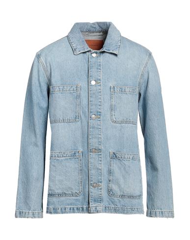 Shop Sandro Man Denim Outerwear Blue Size Xl Cotton