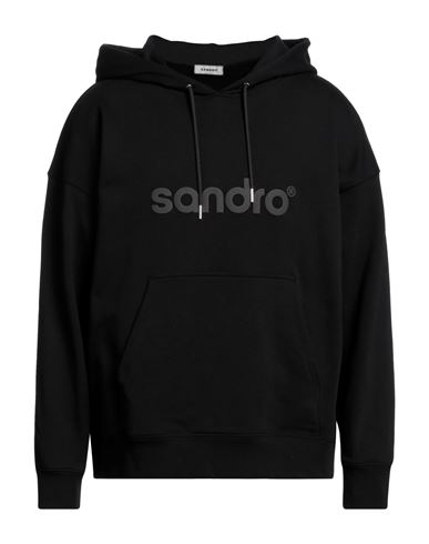 Sandro Man Sweatshirt Black Size S Cotton, Elastane In Black