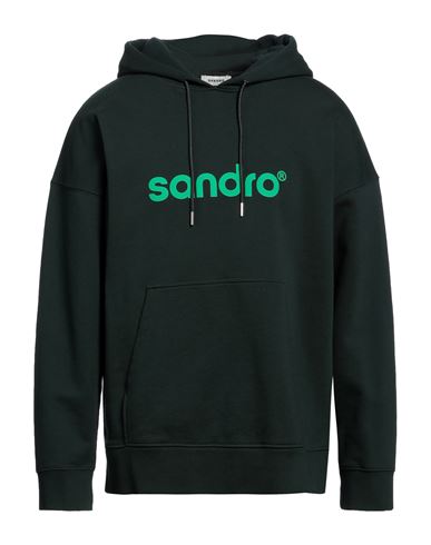 Sandro Man Sweatshirt Dark Green Size M Cotton, Elastane