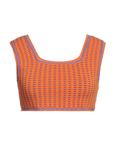 Shop Jacquemus Woman Top Orange Size 8 Cotton, Polyamide, Elastane