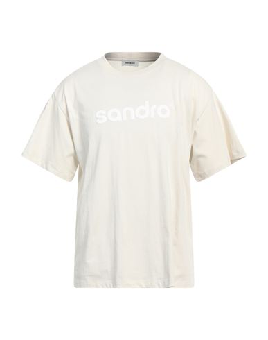 Shop Sandro Man T-shirt Light Grey Size Xl Cotton, Elastane